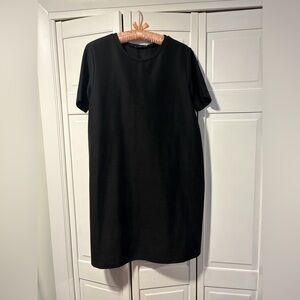 Black Zara Shift Box Dress with lace bottom in the back